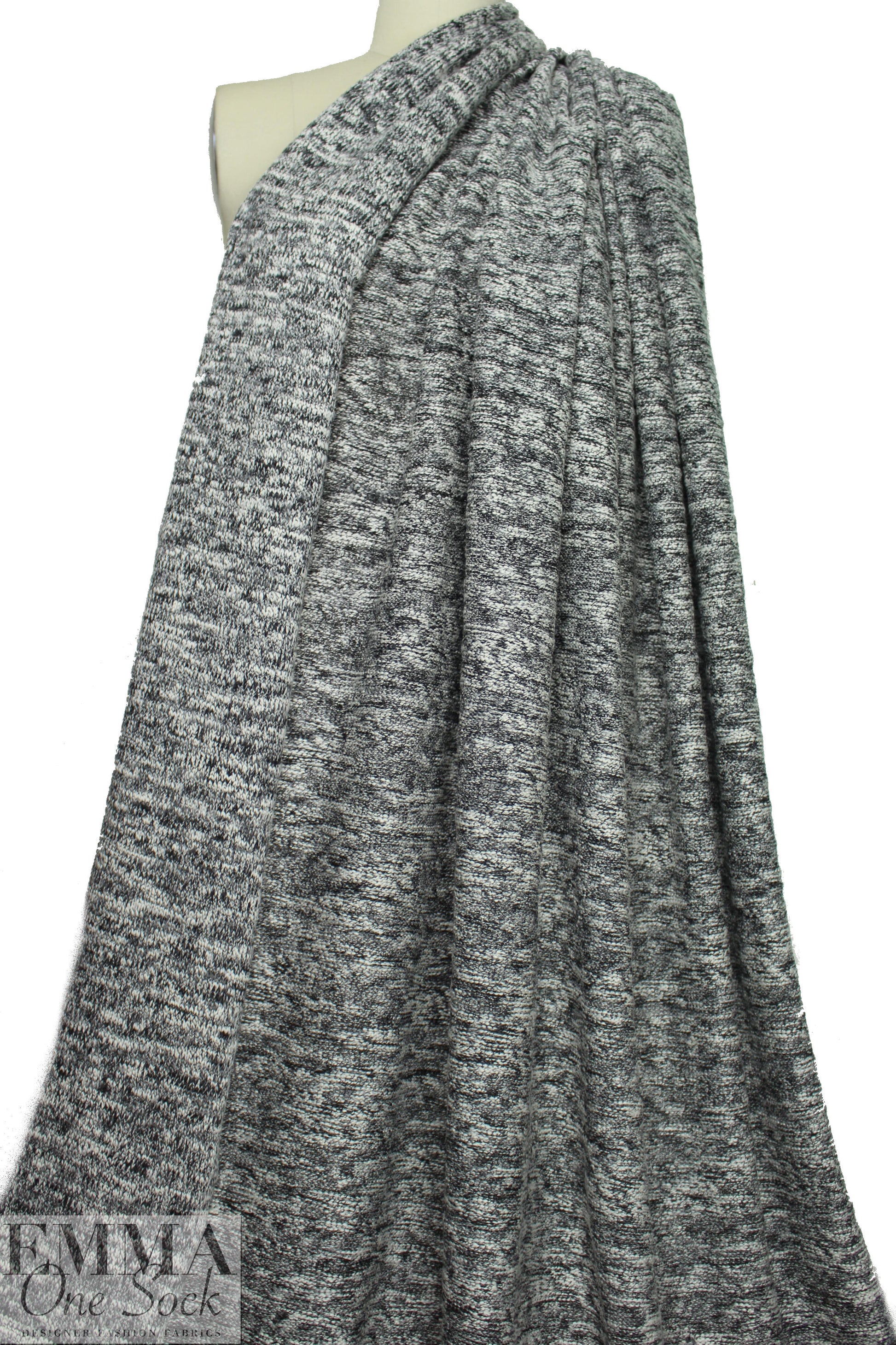 Italian salt-pepper tweedy cotton sweater knit 1.125 yds