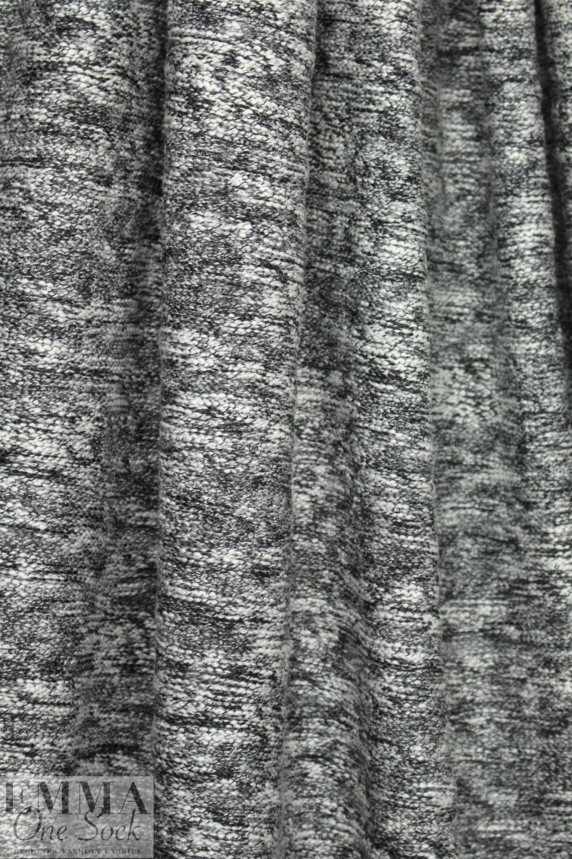 Italian salt-pepper tweedy cotton sweater knit 1.125 yds