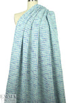 NY designer turq/cream houndstooth cotton sweater knit 1.375 yds