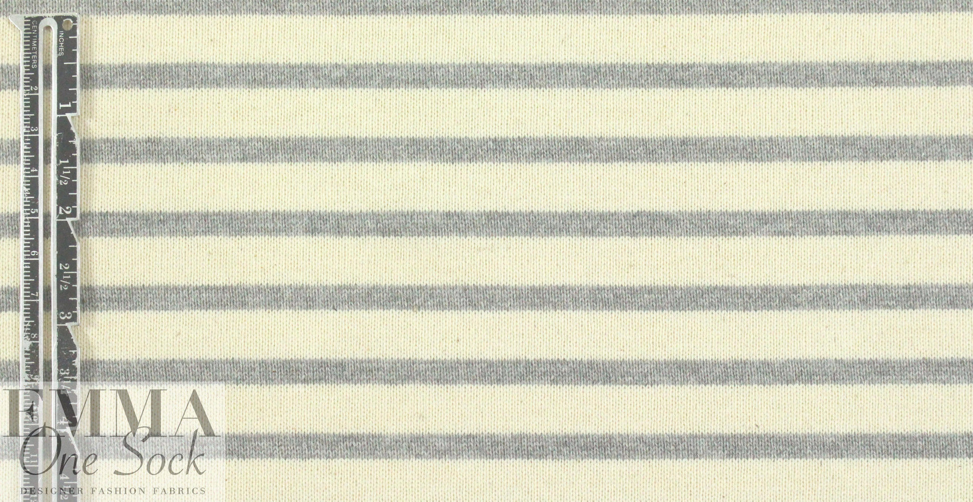 NY designer gray/natural stripe cotton sweater knit