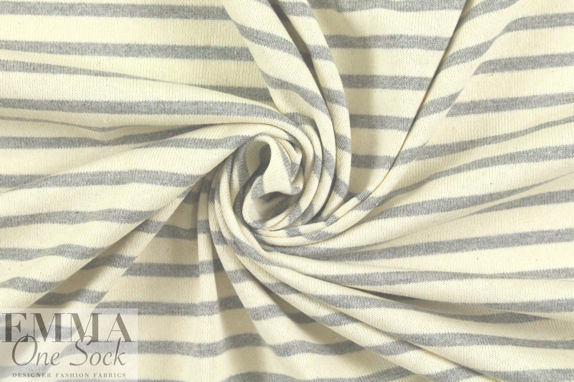 NY designer gray/natural stripe cotton sweater knit