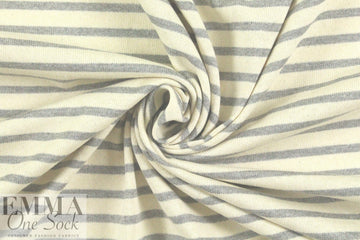 NY designer gray/natural stripe cotton sweater knit