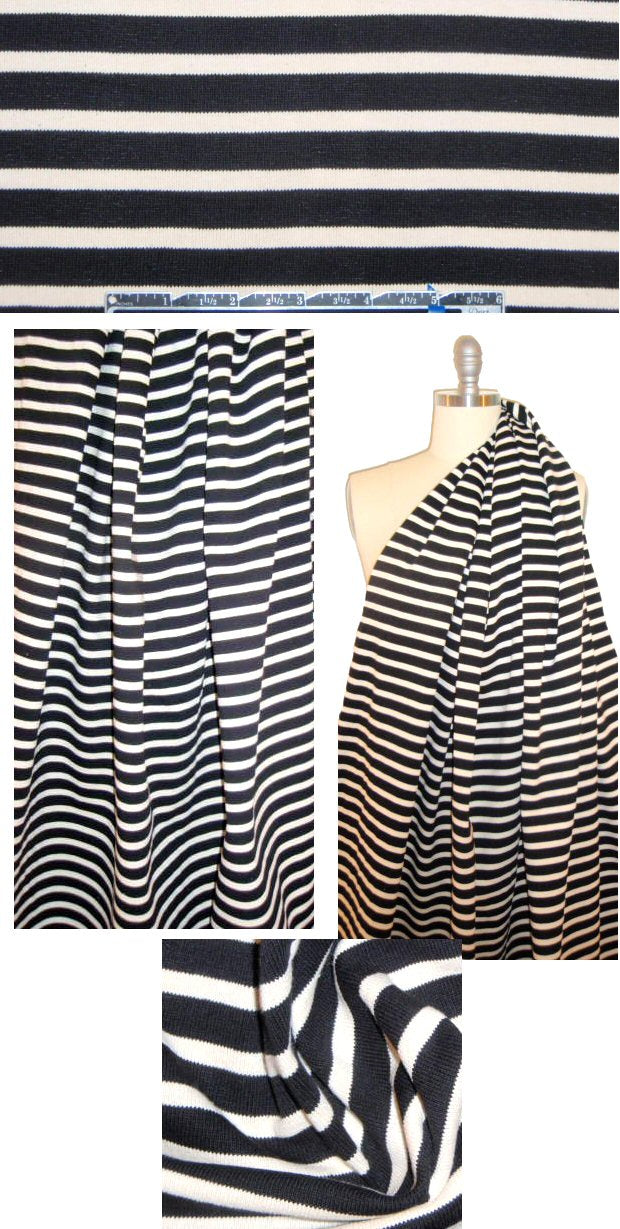NY designer black/natural stripe cotton sweater knit