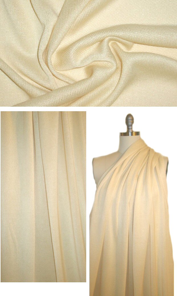 NY designer lightweight cotton sweater knit - butter 2.5 yds