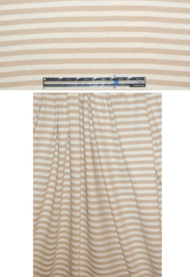 NY designer tan/cream stripe cotton sweater knit