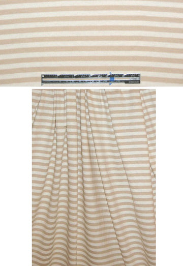 NY designer tan/cream stripe cotton sweater knit
