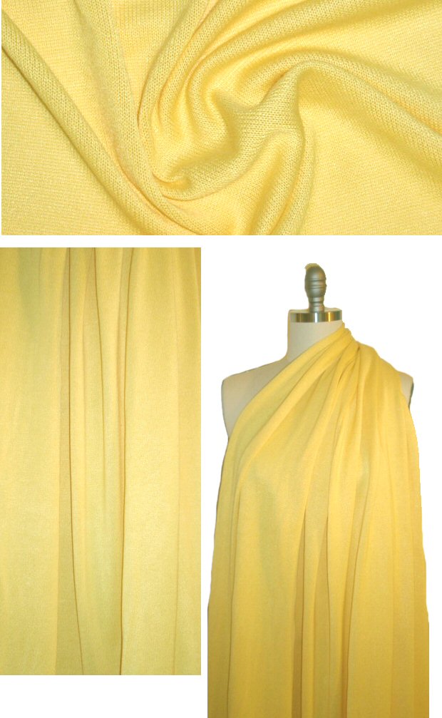 NY designer lightweight cotton sweater knit - yellow 2.125 yd