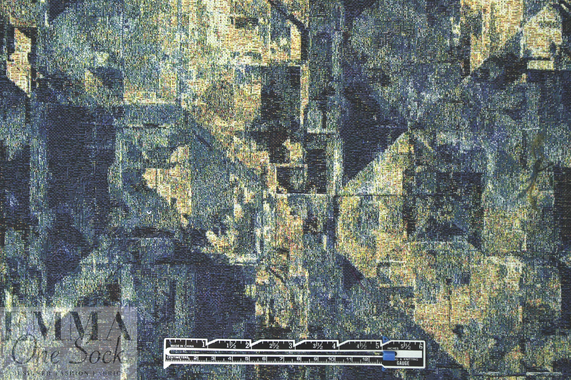 NY designer cotton blend tapestry brocade - blue abstract