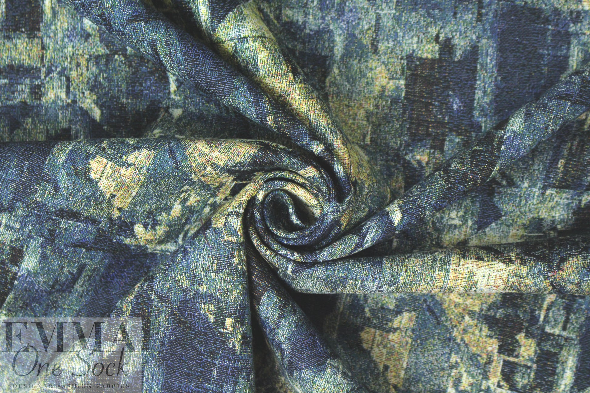 NY designer cotton blend tapestry brocade - blue abstract