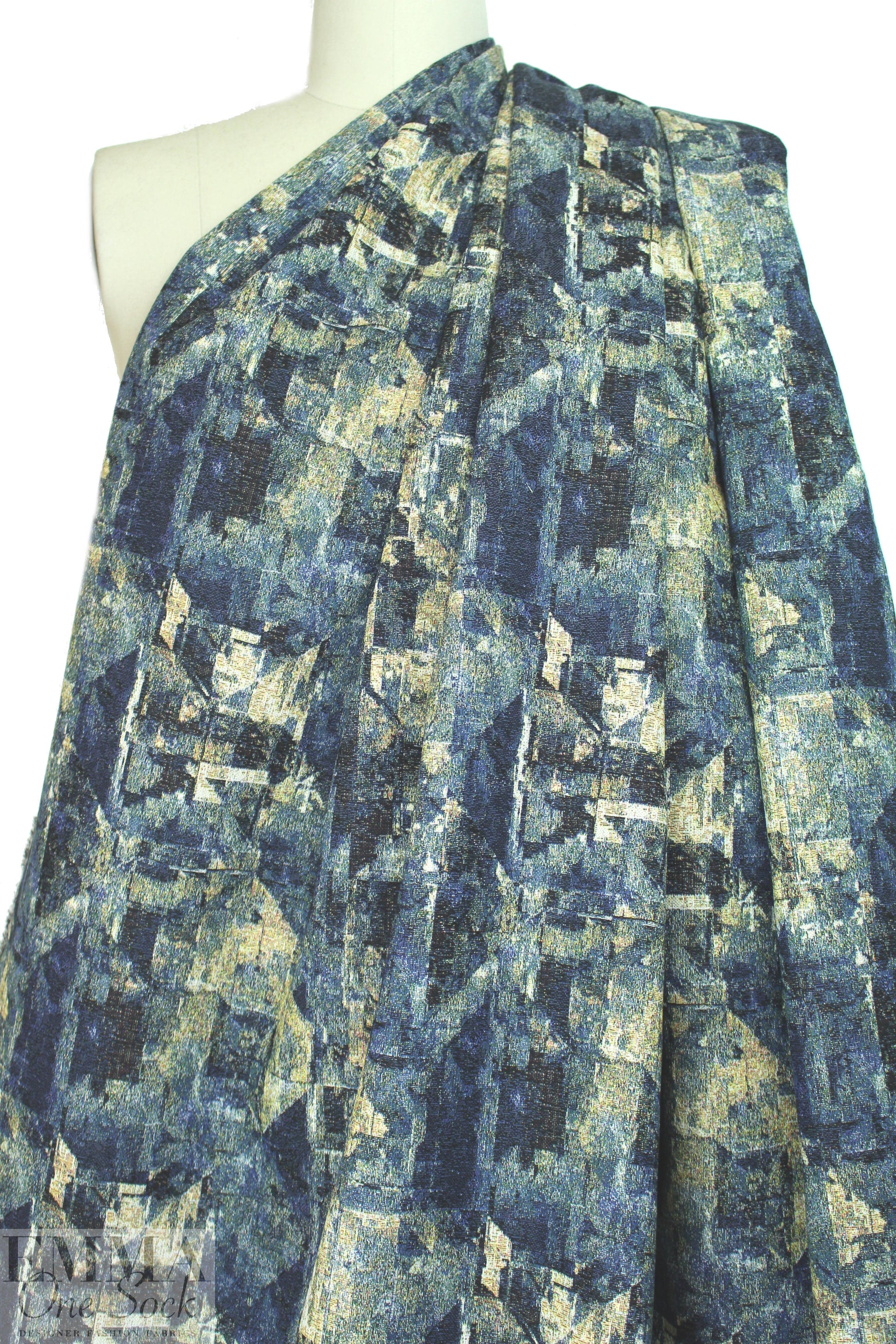 NY designer cotton blend tapestry brocade - blue abstract
