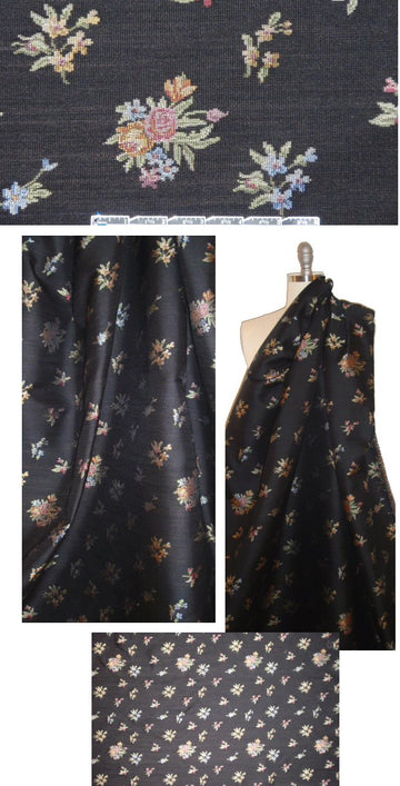 NY designer 'needlepoint' floral tapestry brocade 1.625 yds