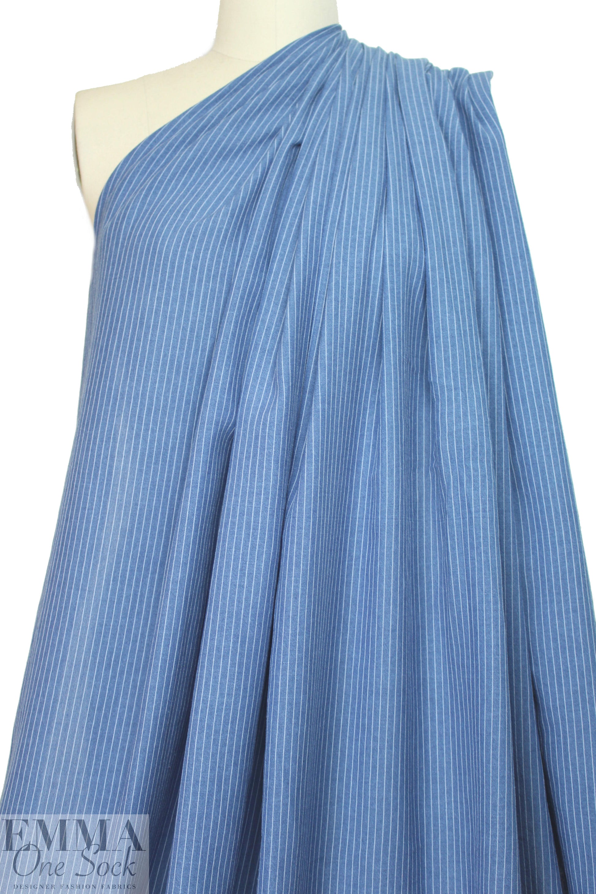 cotton/tencel lightweight denim woven stripe 1.875 yd