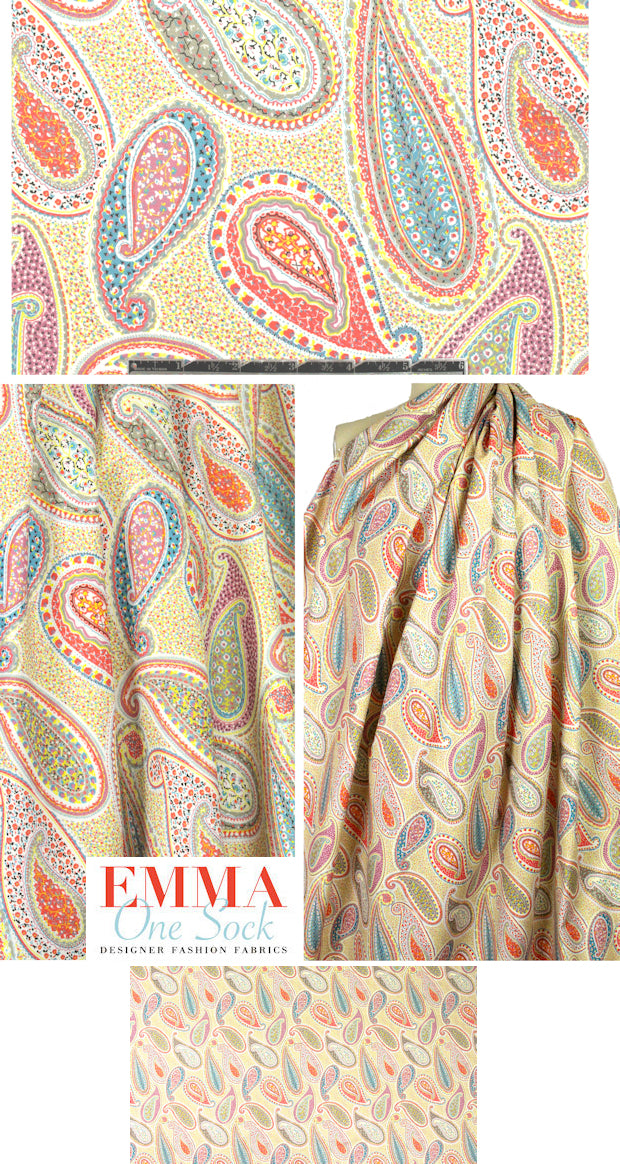 Italian decorative paisley cotton stretch twill 1.5 yd