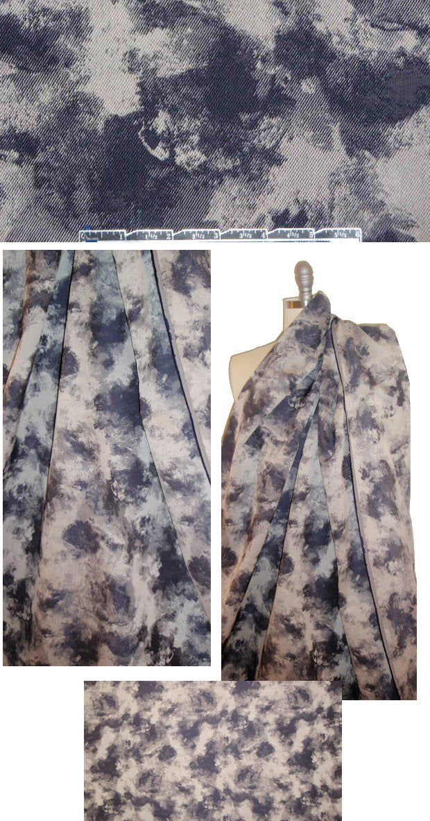 famous designer abstract jacquard twill - indigo/cloud .875 yds