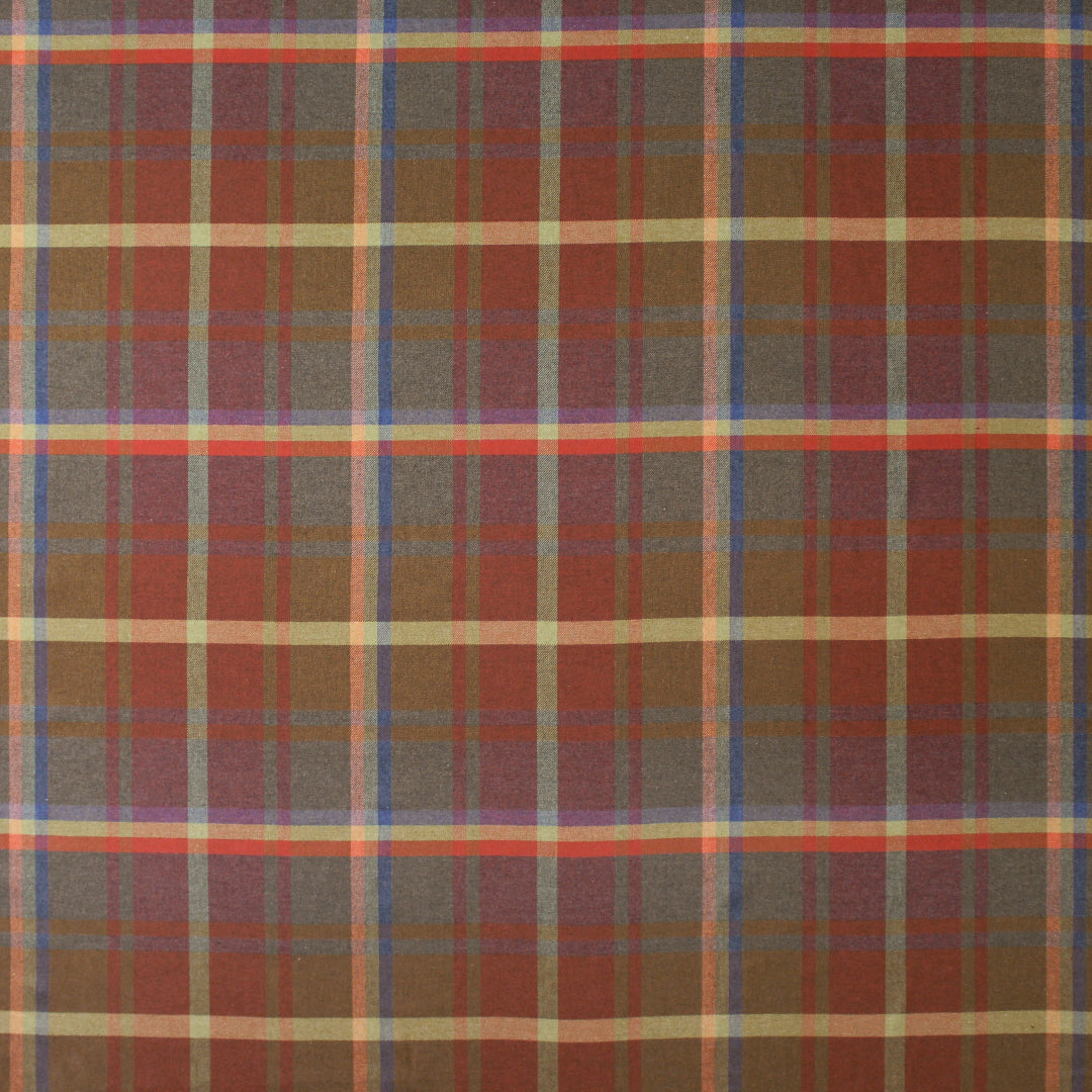 Italian super soft yarn-dye plaid cotton flannel - grenadine/chestnut .75 yds