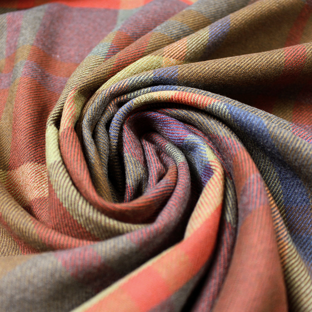 Italian super soft yarn-dye plaid cotton flannel - grenadine/chestnut .75 yds