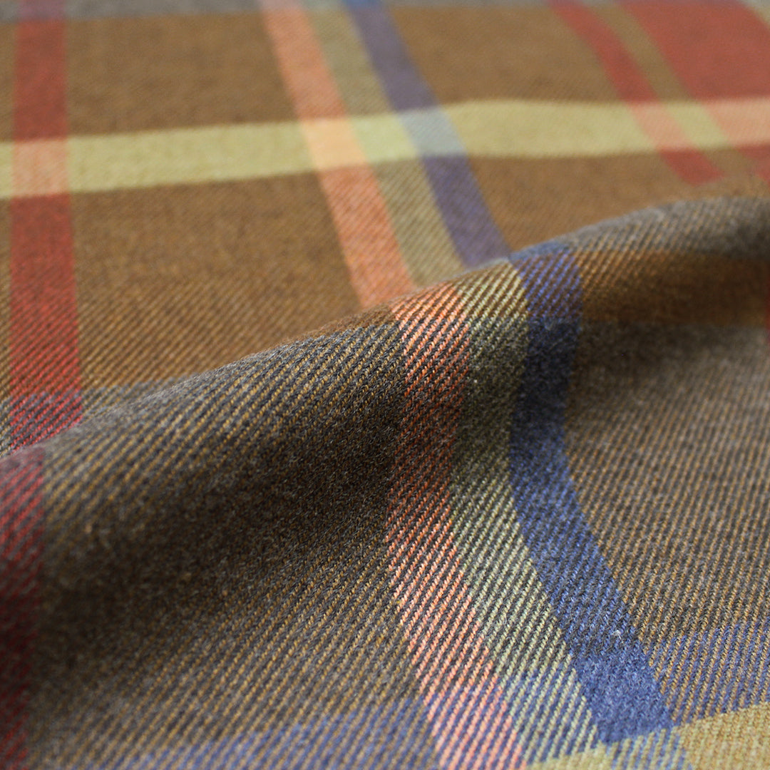 Italian super soft yarn-dye plaid cotton flannel - grenadine/chestnut .75 yds
