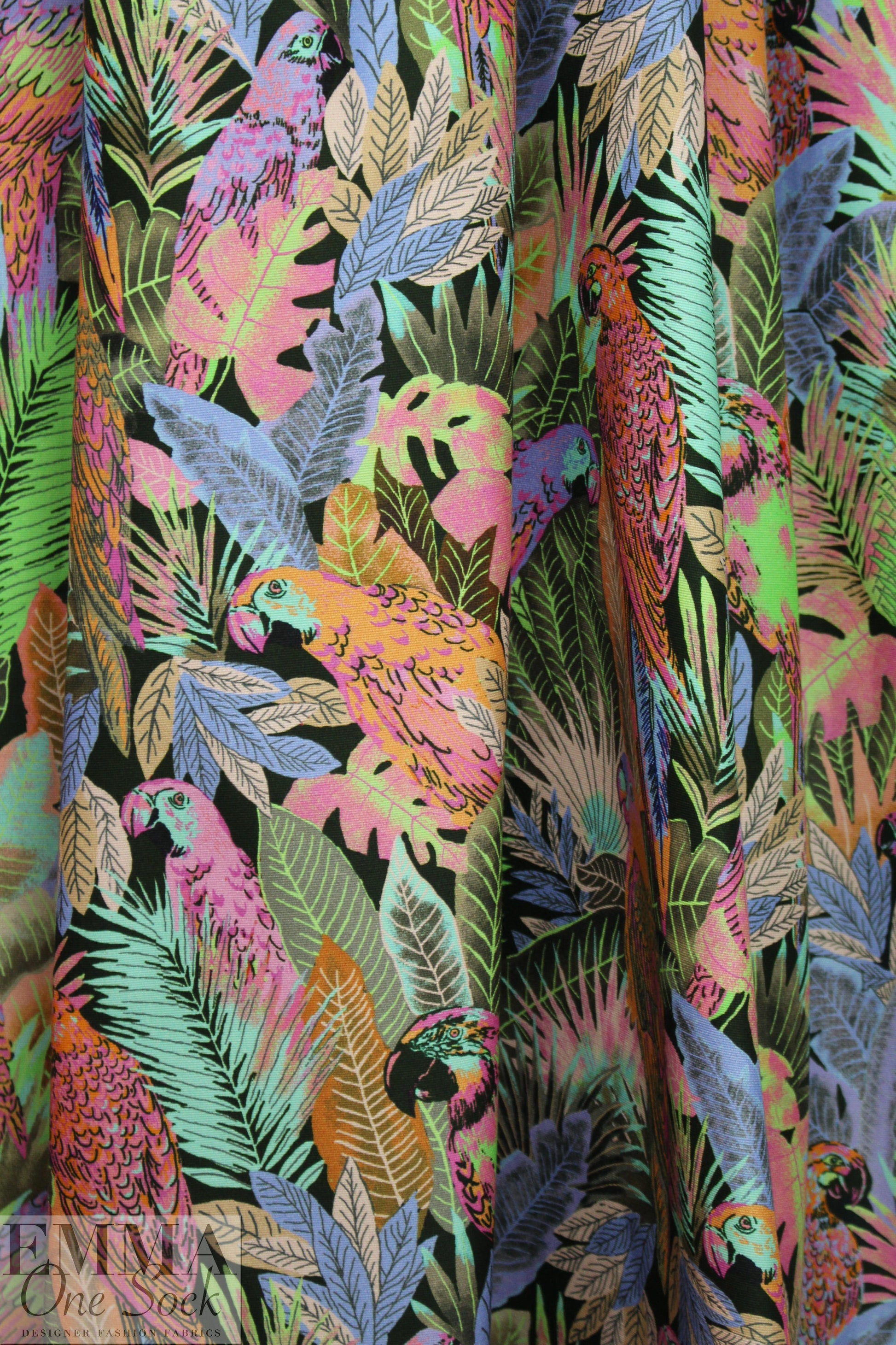 NY designer digital garden paradise cotton woven