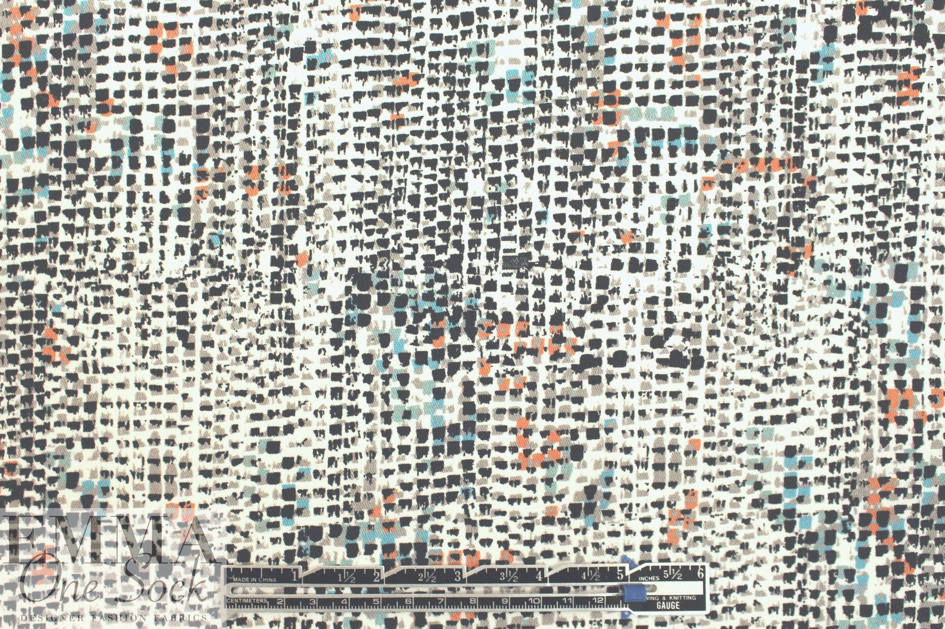 Italian pixel graphic cotton stretch twill 1.5 yds