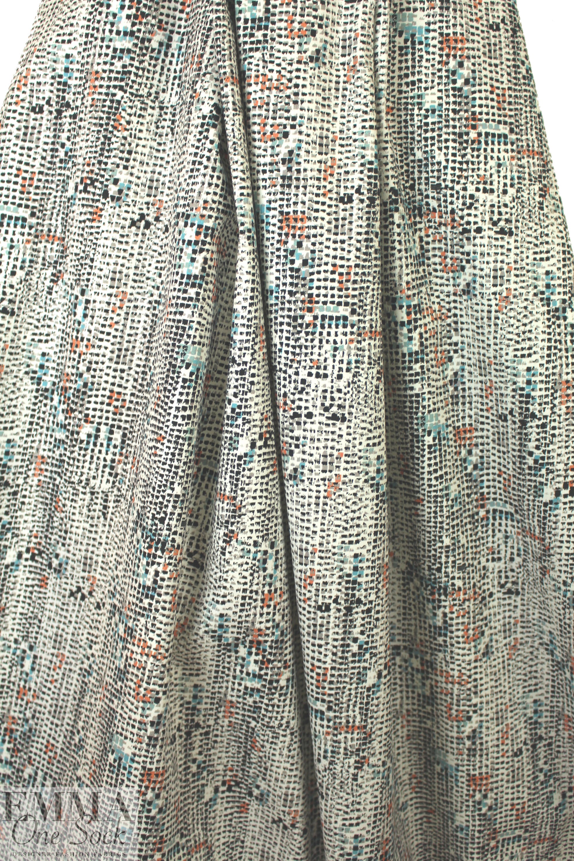 Italian pixel graphic cotton stretch twill