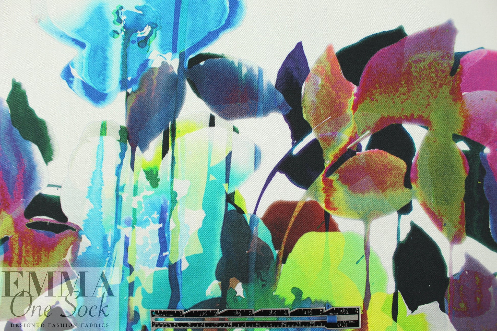 Italian painterly floral stretch cotton twill panel
