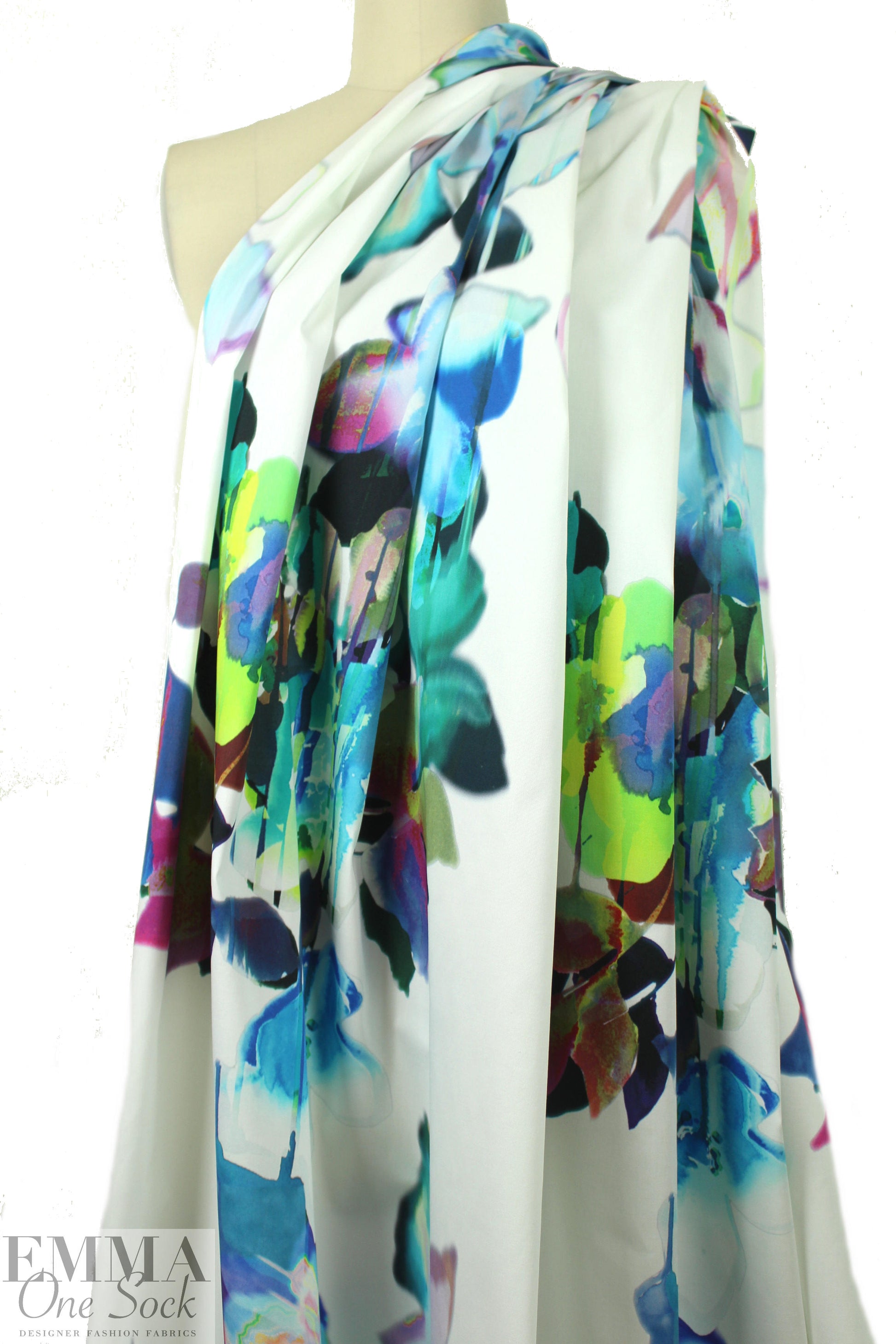 Italian painterly floral stretch cotton panel 1 yard