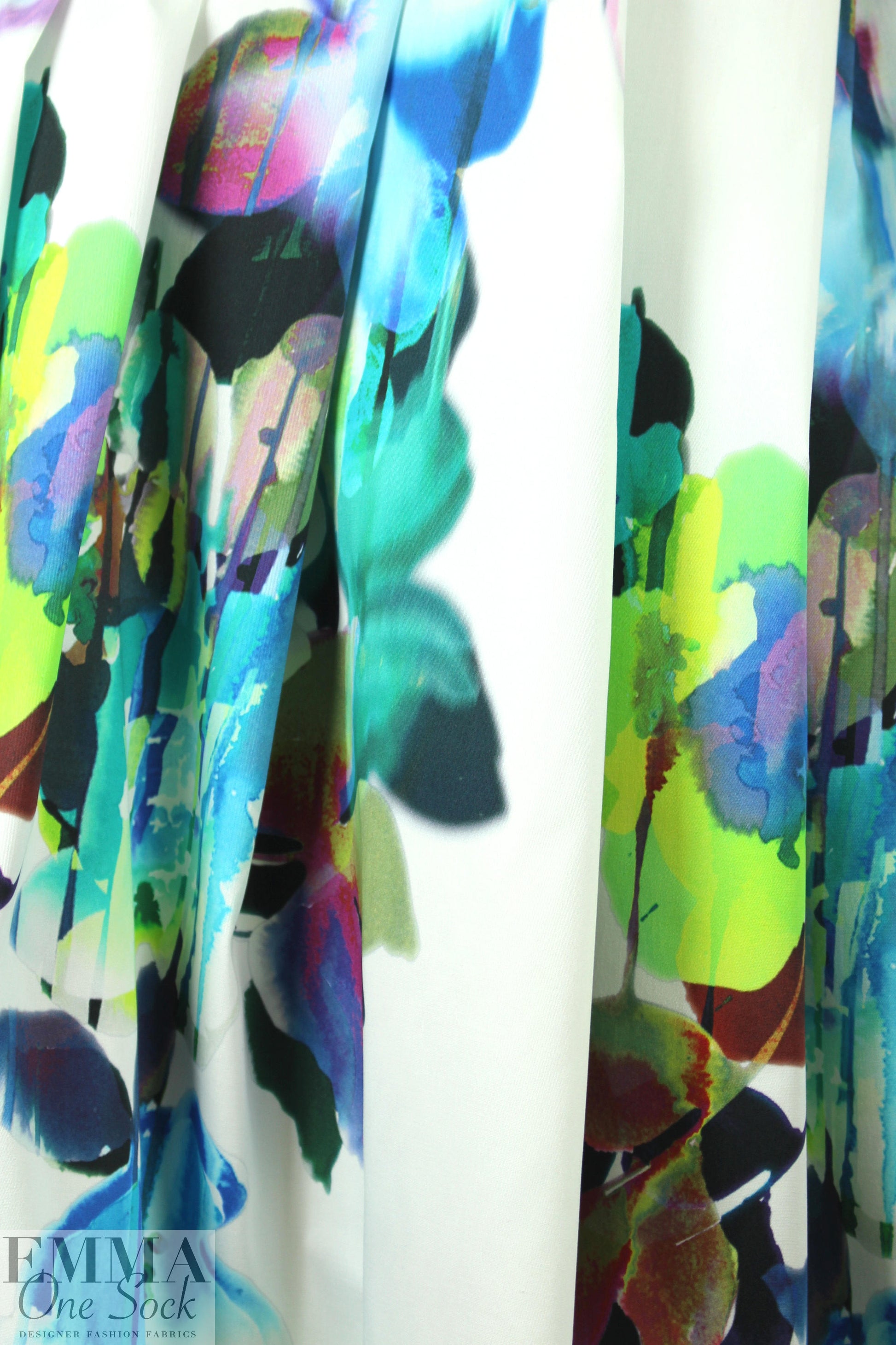 Italian painterly floral stretch cotton panel 1 yard