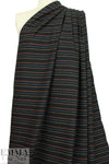 NY designer black crinkle woven with ribbon stripes