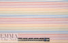 NY designer ivory crinkle stretch woven with colorful stripes