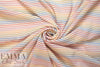 NY designer ivory crinkle stretch woven with colorful stripes