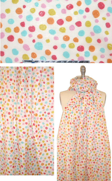 French colorful dots on white cotton voile 2 yd