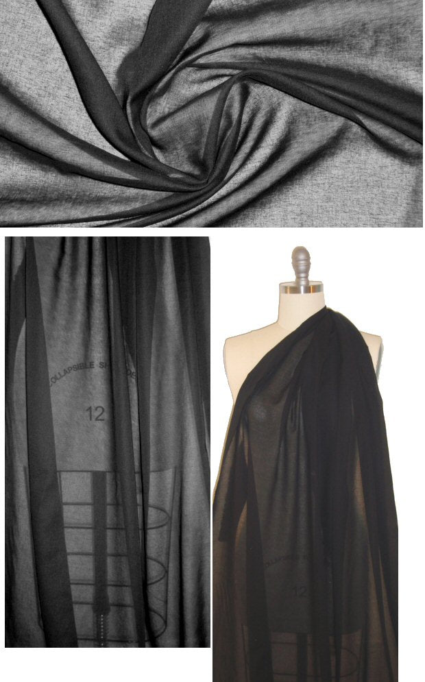 Japanese cotton voile - black 1.25 yds