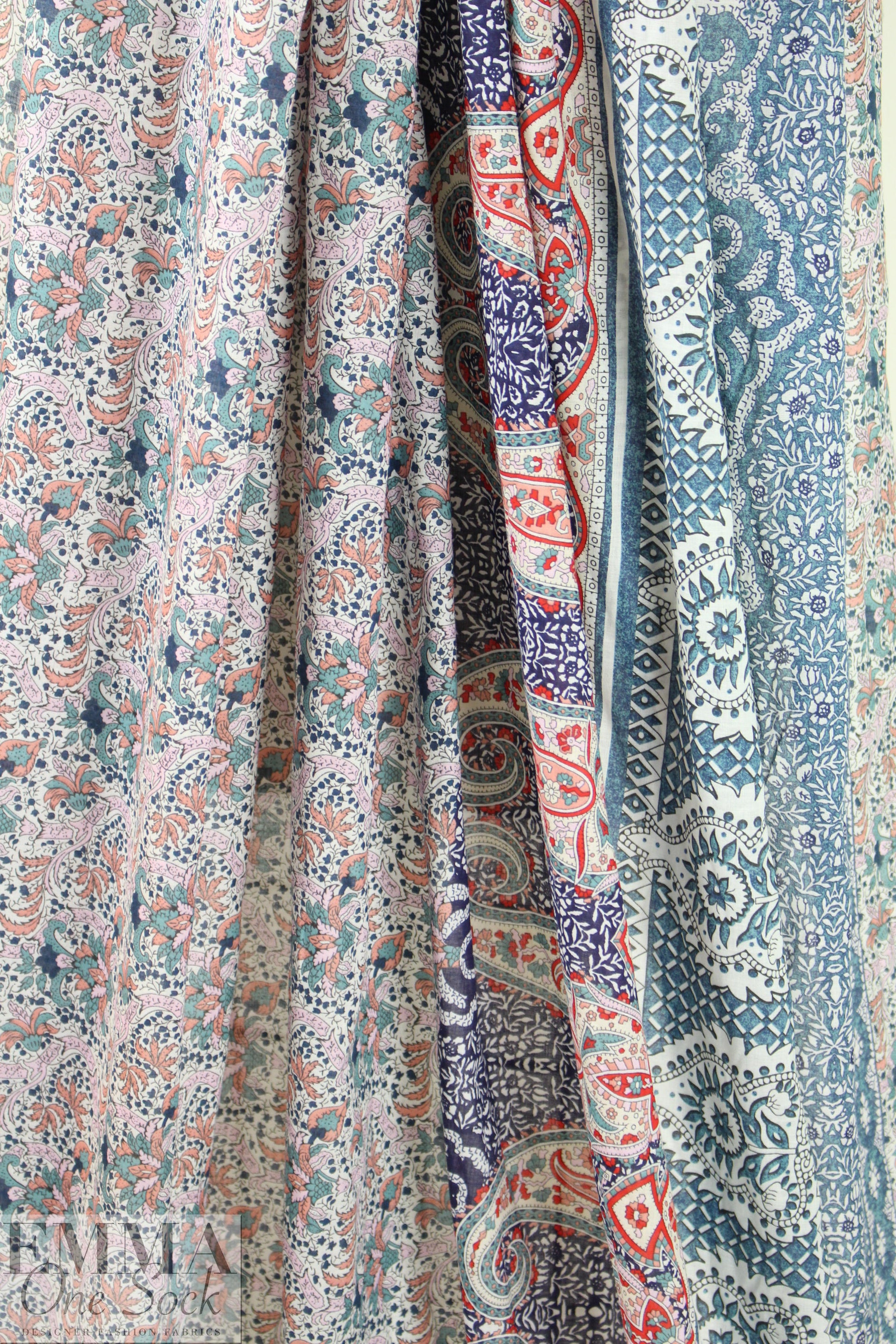 French bordered decorative paisley cotton voile
