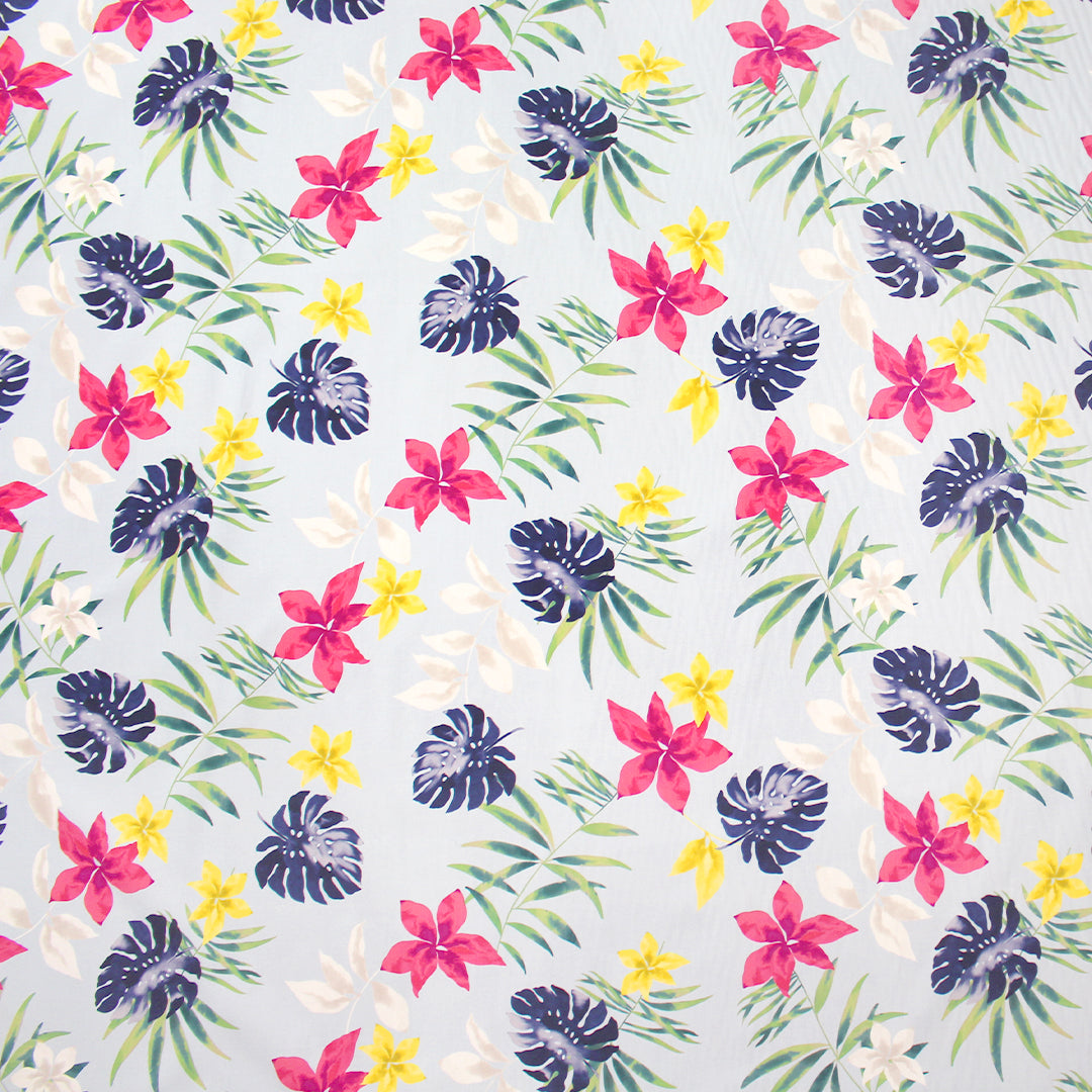 Italian 'tropical holiday' floral stretch cotton shirting 1.25 yds