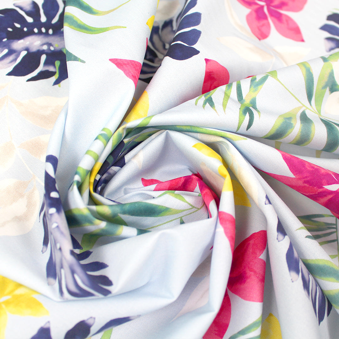 Italian 'tropical holiday' floral stretch cotton shirting 1.25 yds