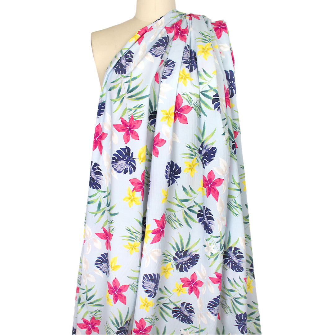 Italian 'tropical holiday' floral stretch cotton shirting 1.25 yds