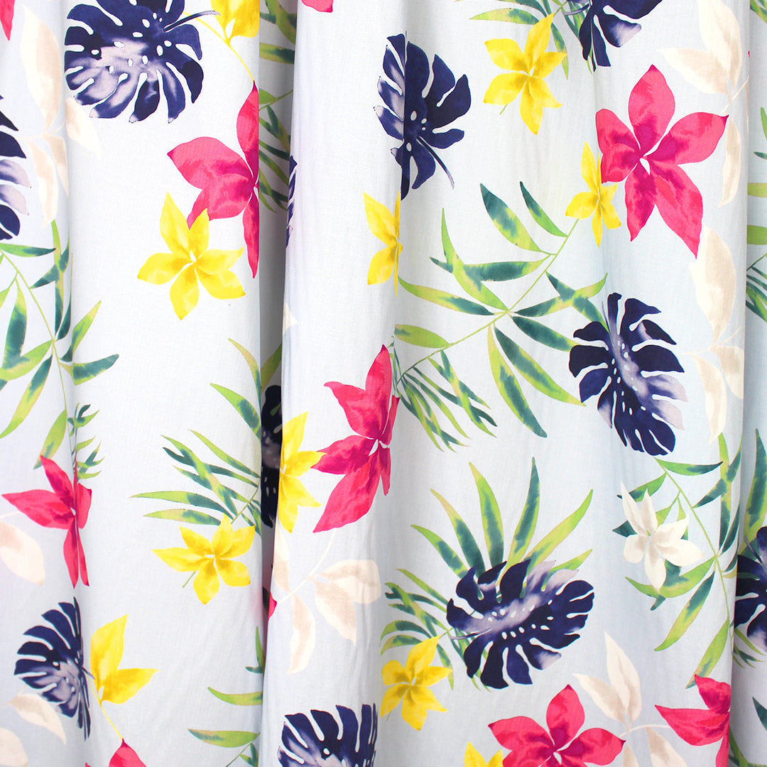 Italian 'tropical holiday' floral stretch cotton shirting 1.25 yds