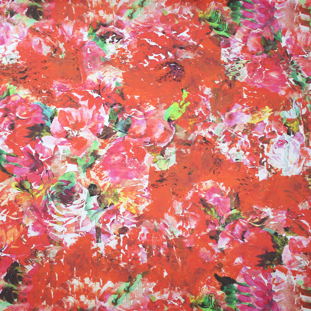 Italian top designer 'rosy romance' floral cotton voile 2 yd