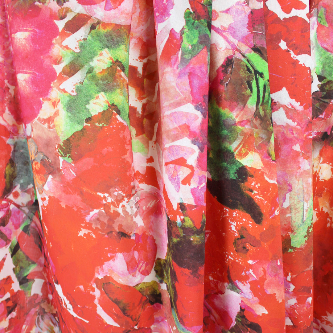 Italian top designer 'rosy romance' floral cotton voile 2 yd