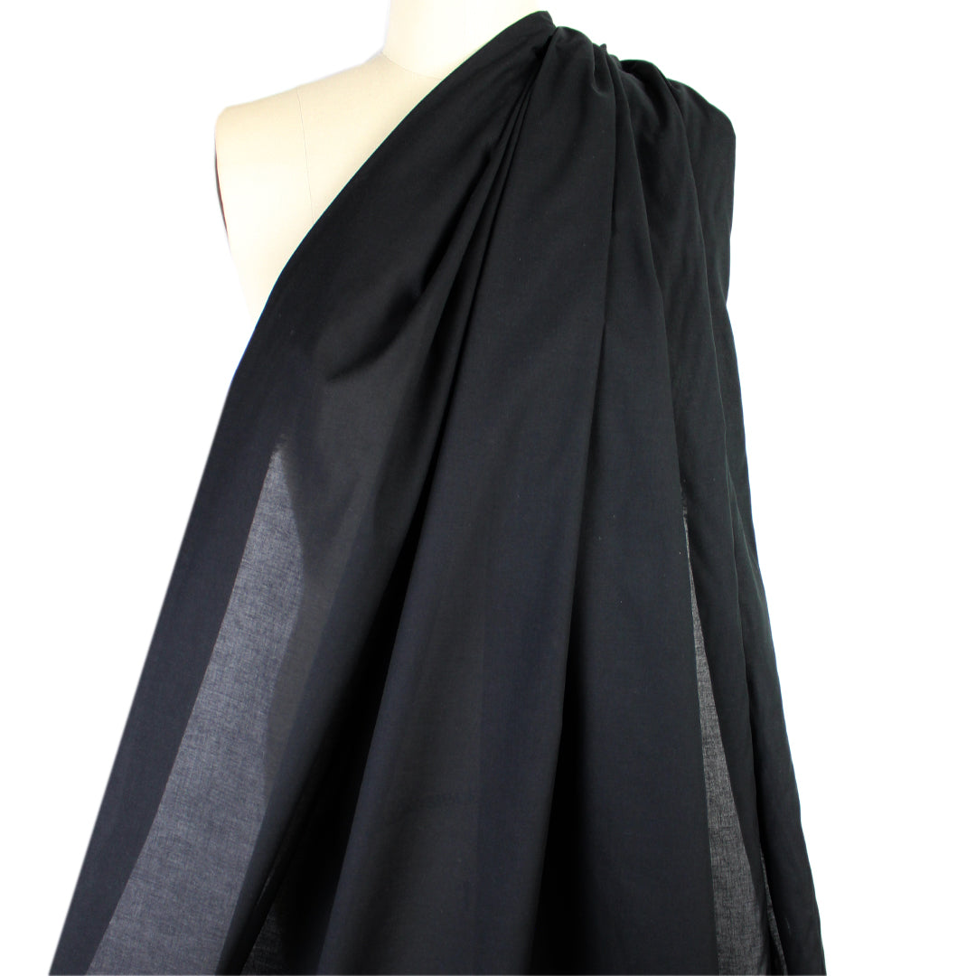 lightweight cotton voile for lining, etc. -  black 1 yard