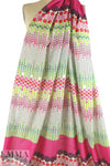 Italian pink/lime/plum dotty panel print cotton voile .75 yds
