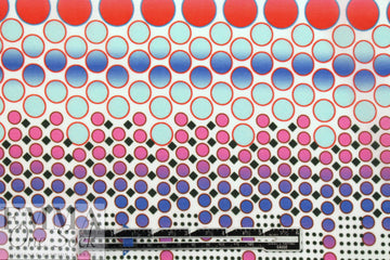Italian red/blue/aqua dotty panel print cotton voile