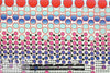 Italian red/blue/aqua dotty panel print cotton voile .625 yds