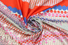 Italian red/blue/aqua dotty panel print cotton voile