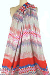 Italian red/blue/aqua dotty panel print cotton voile 1 yard