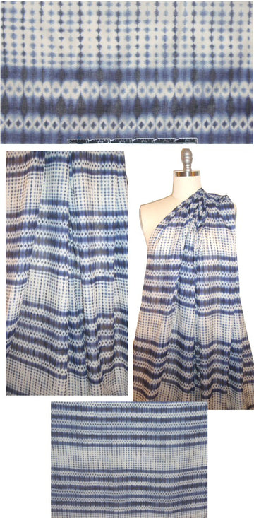 CA designer denimy boho stripe graphic cotton voile