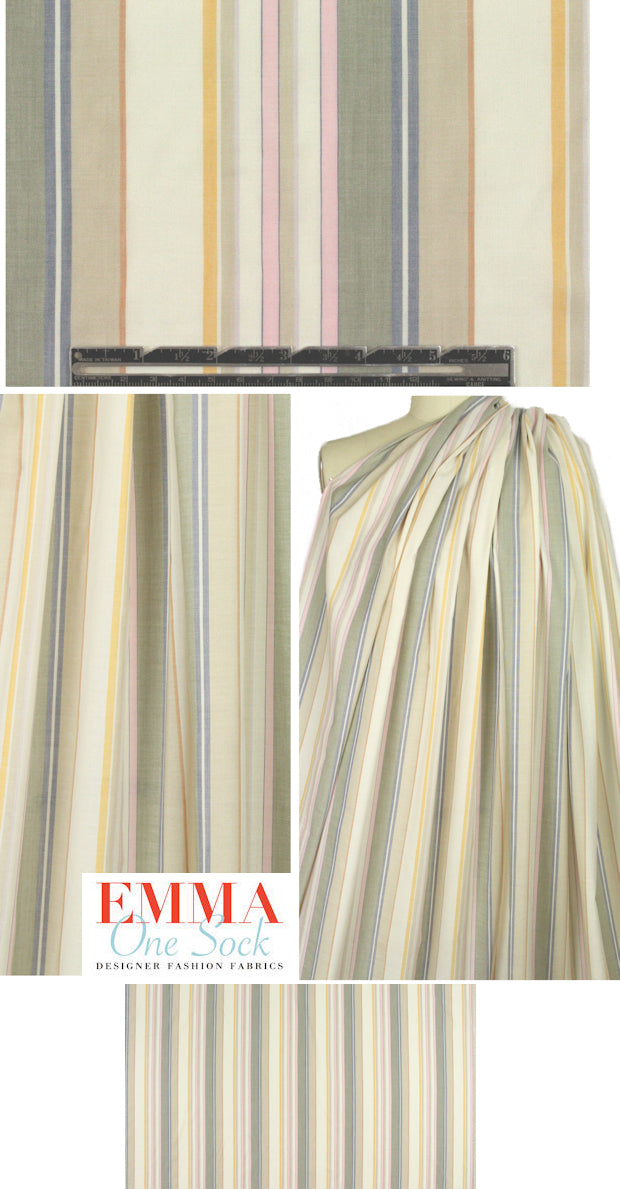 Italian pastel-toned stripe cotton voile 2.125 yds