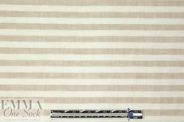 Italian cotton yarn-dye striped voile - beige/natural