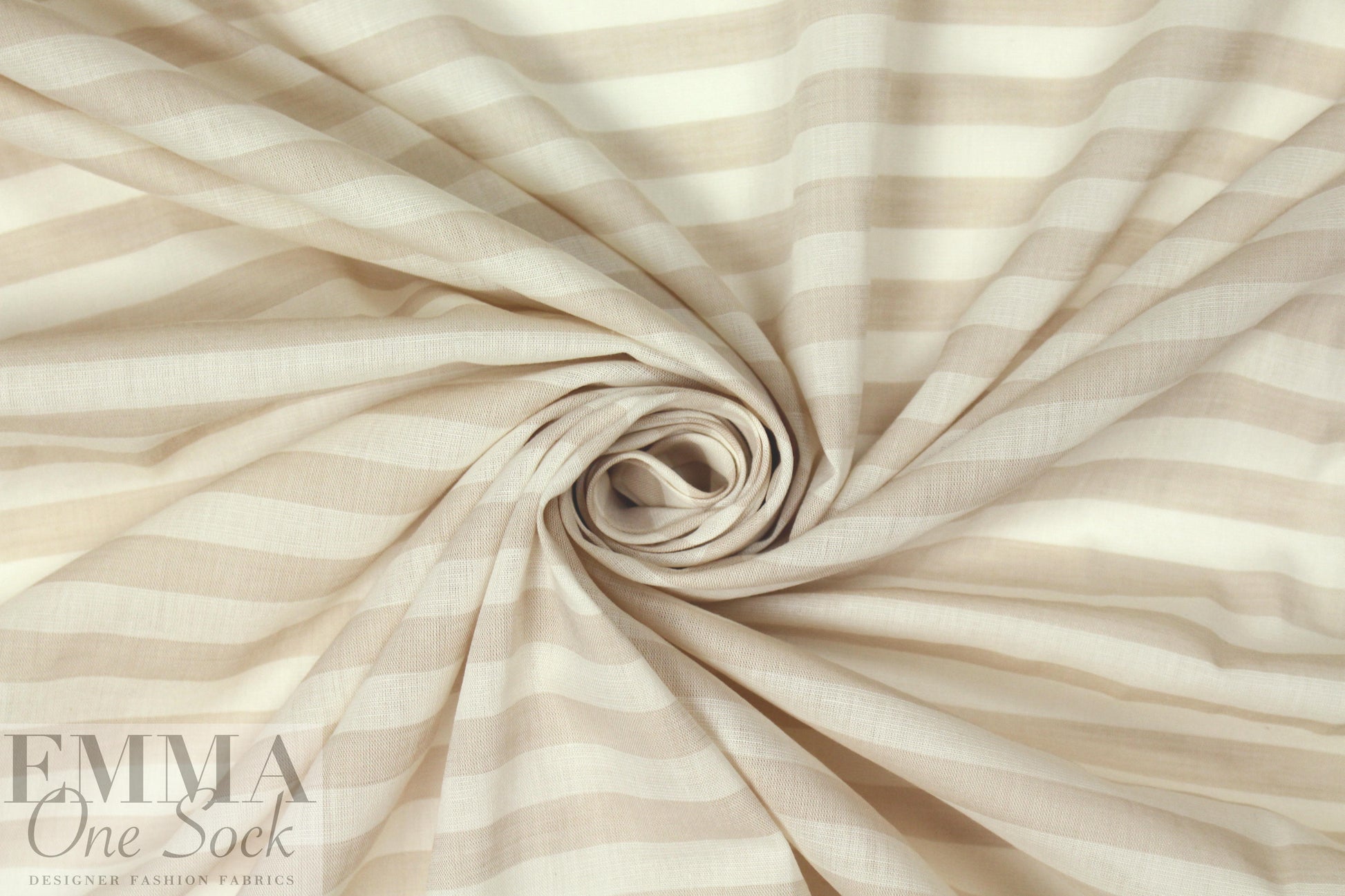Italian cotton yarn-dye striped voile - beige/natural 1.375 yds