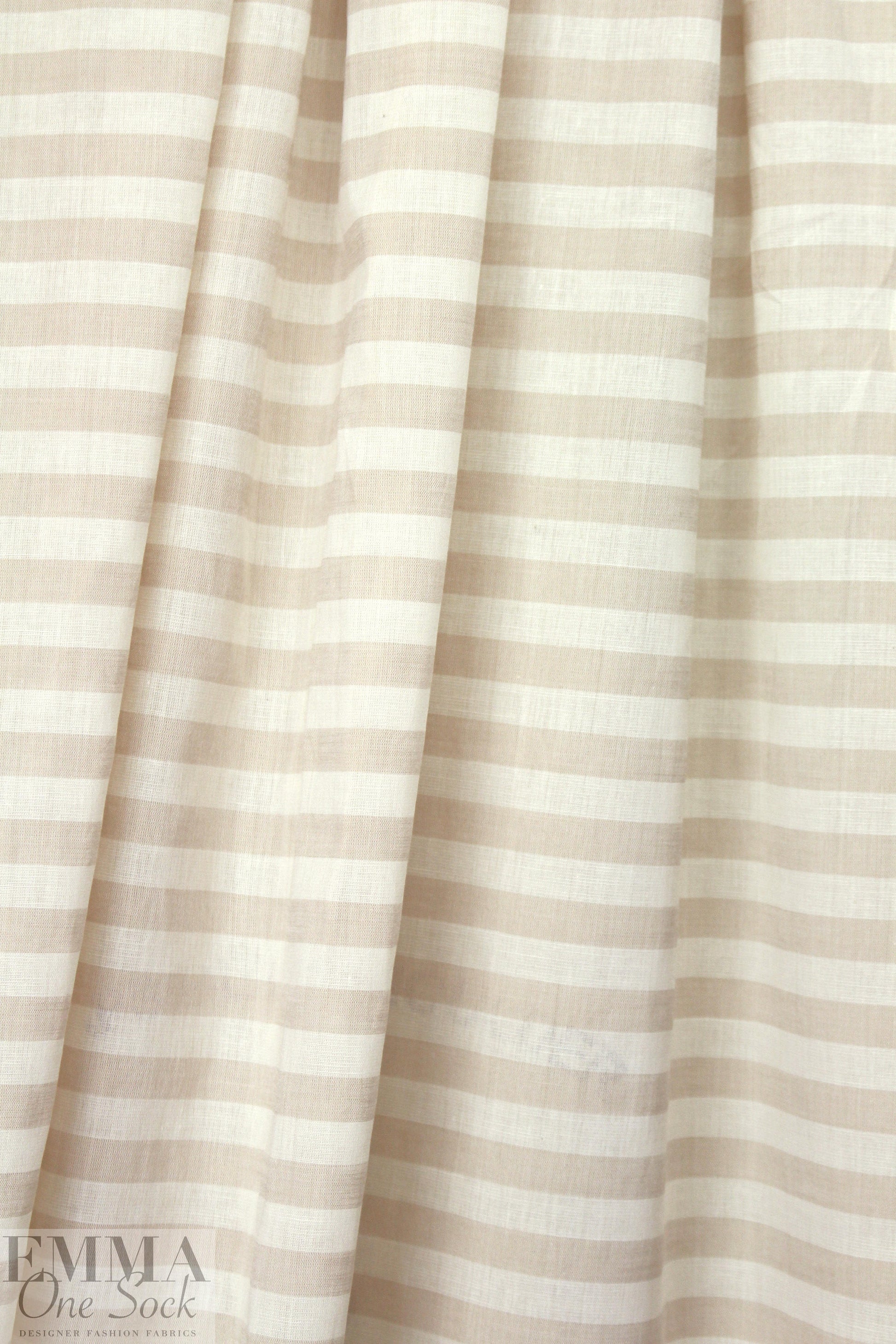 Italian cotton yarn-dye striped voile - beige/natural